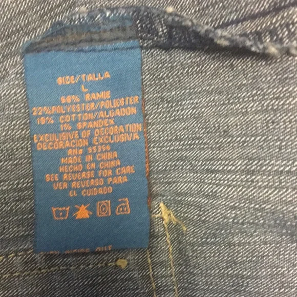 Denim jean vintage RL look Jacket button fitted glam blue boho - Picture 8 of 13